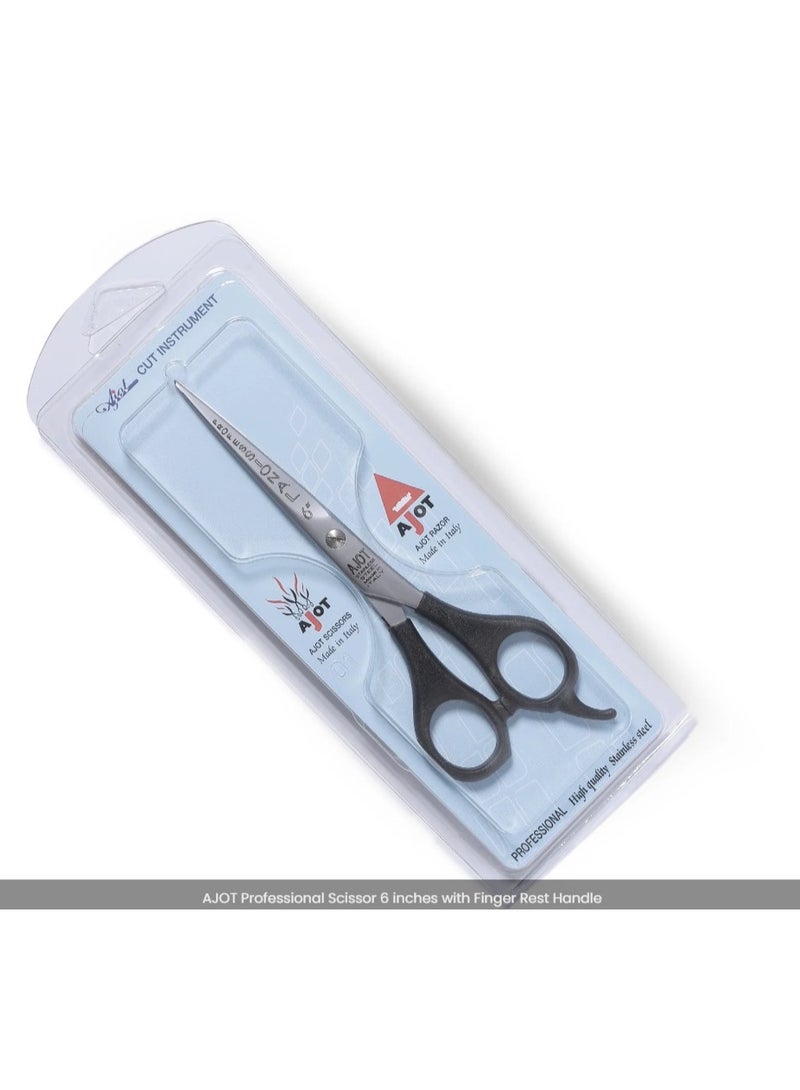 AJOT Professional Scissor 6.0″ – Ergonomic Finger Rest Handle - Image 1